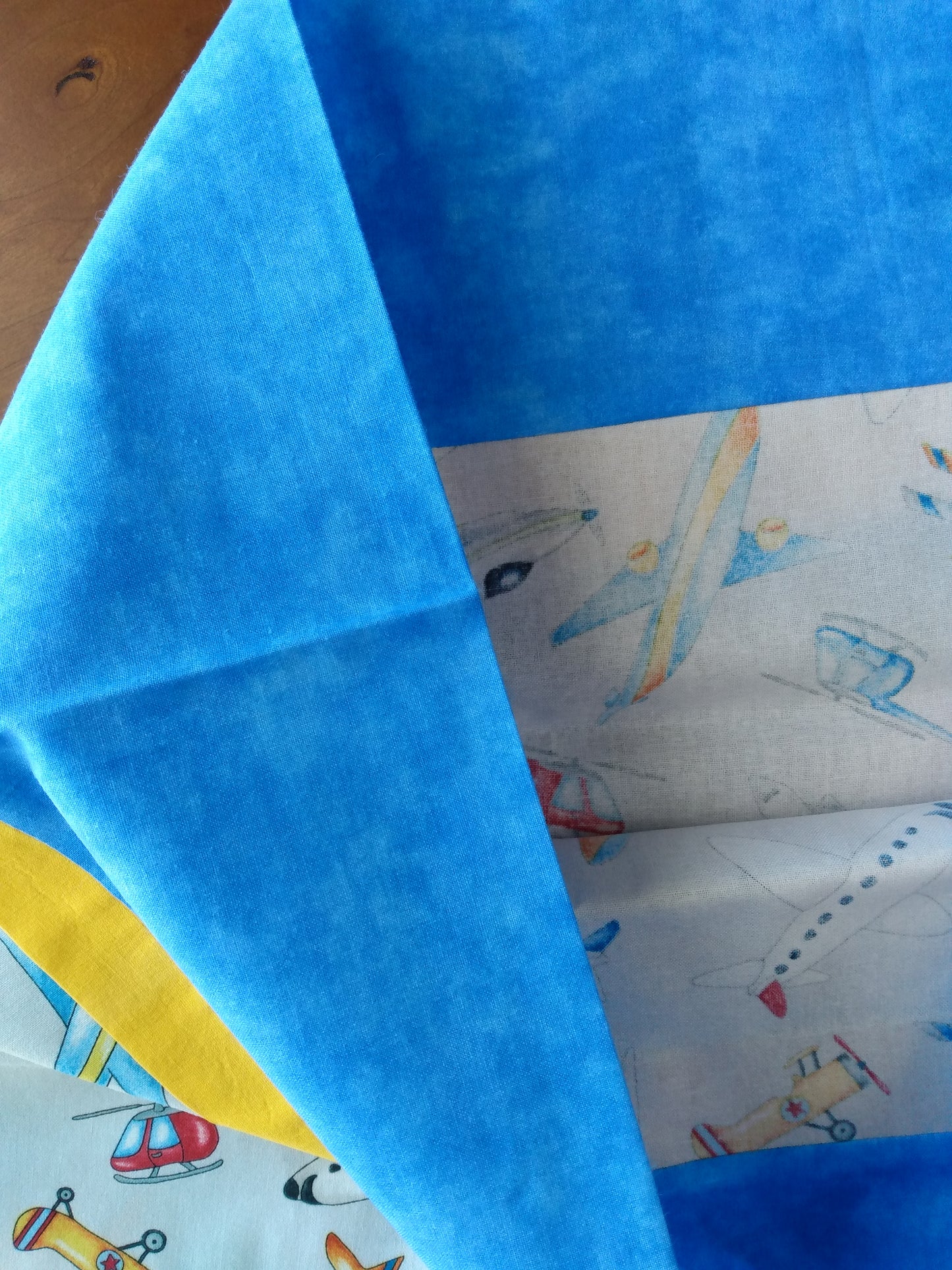 100% Cotton Pillowcase Blue Planes Helicopters