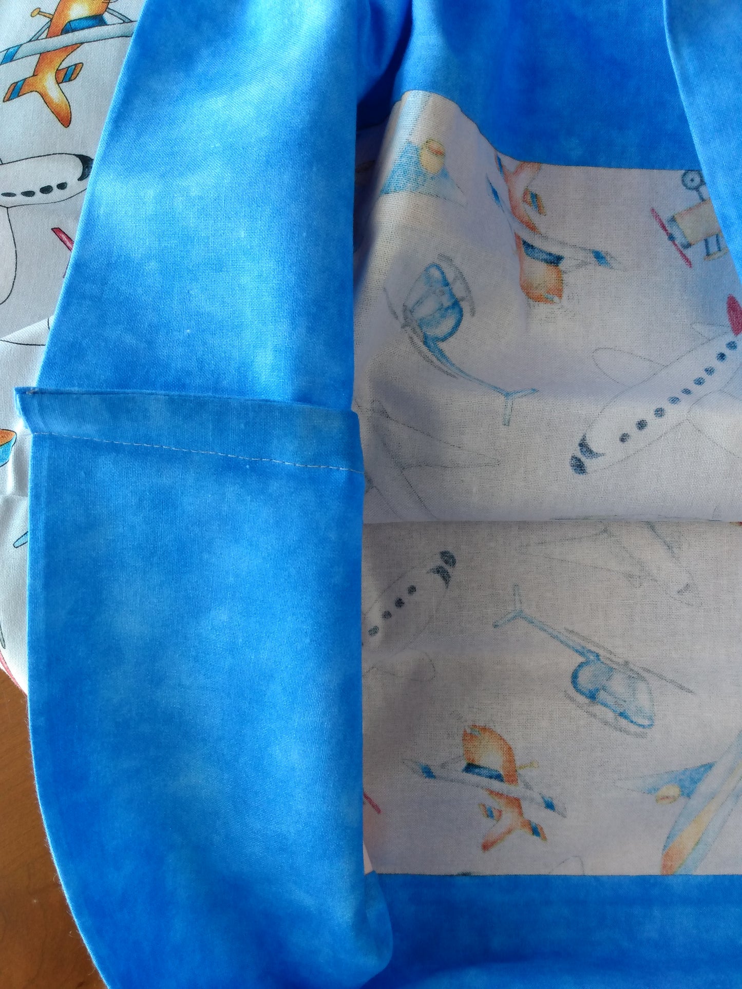 100% Cotton Pillowcase Blue Planes Helicopters