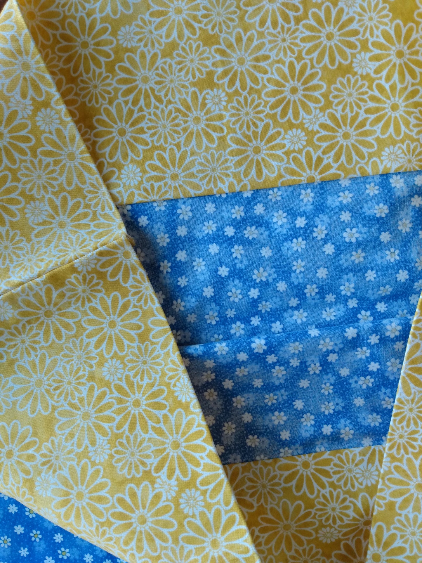 100% Cotton Pillowcase Blue Yellow Flowers