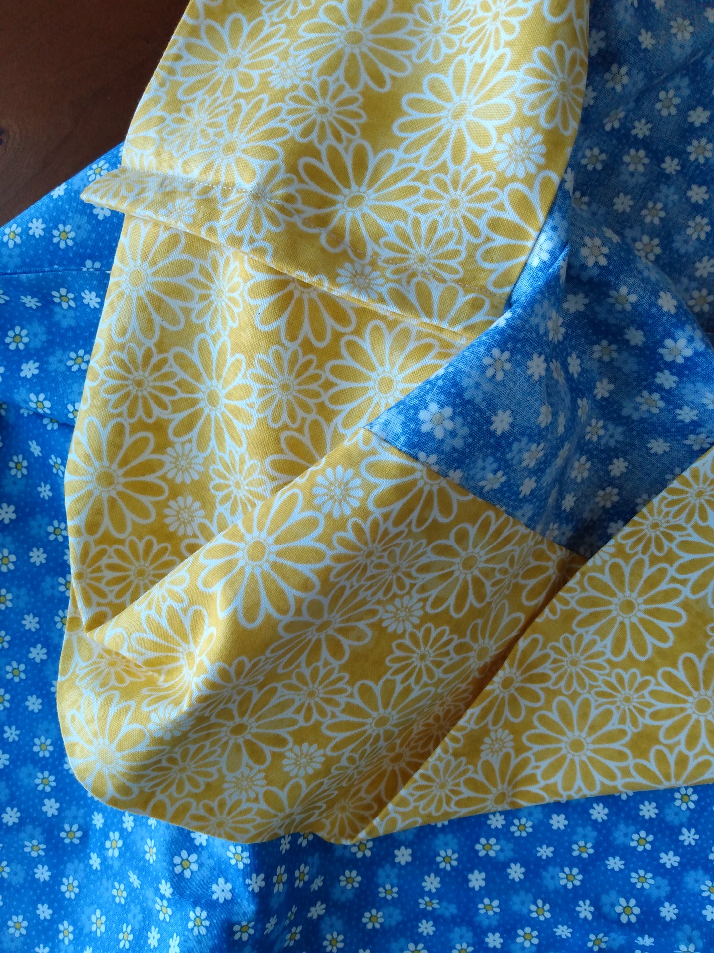 100% Cotton Pillowcase Blue Yellow Flowers