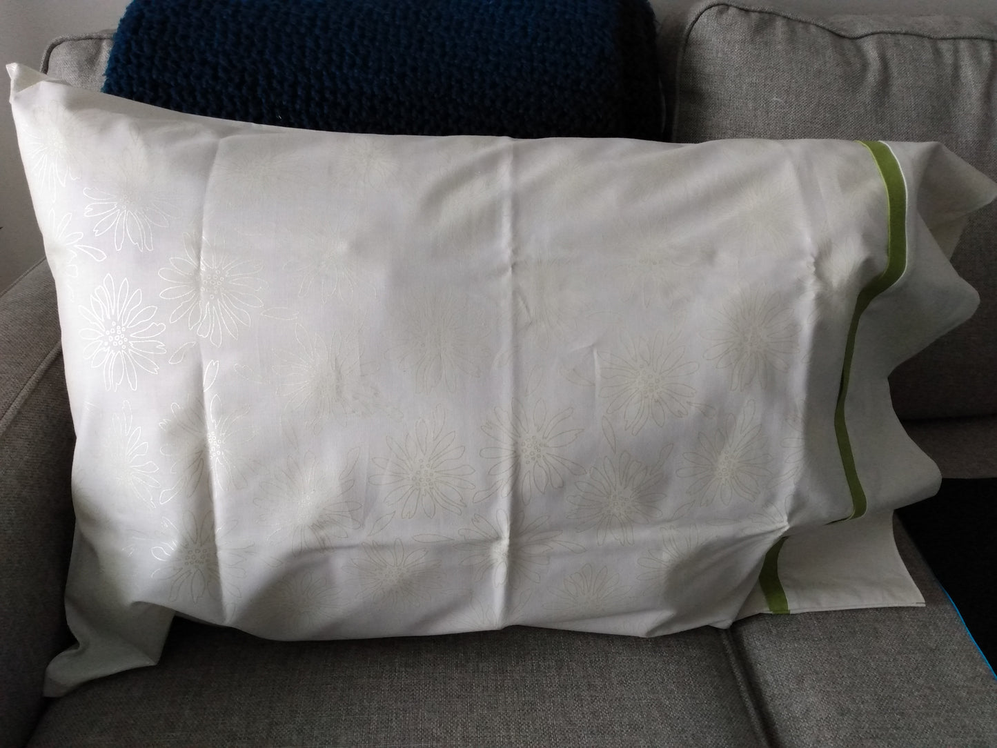 100% Cotton Pillowcase Cream Floral Green