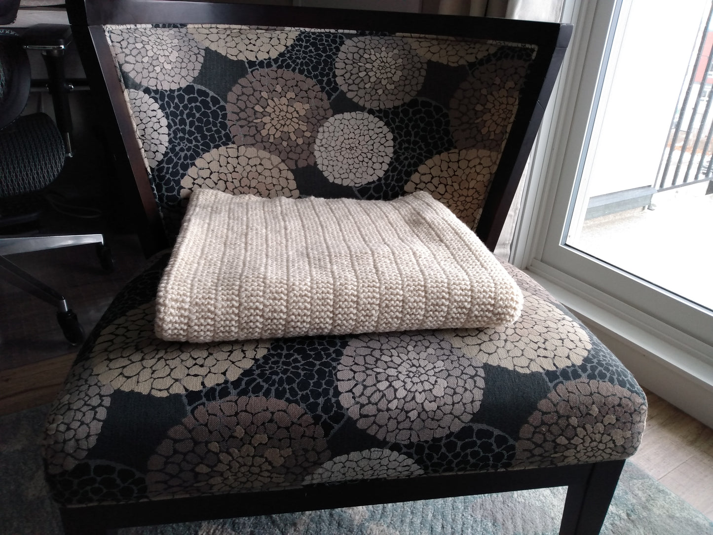 Blanket 100% Wool Cream Hand Knit Throw