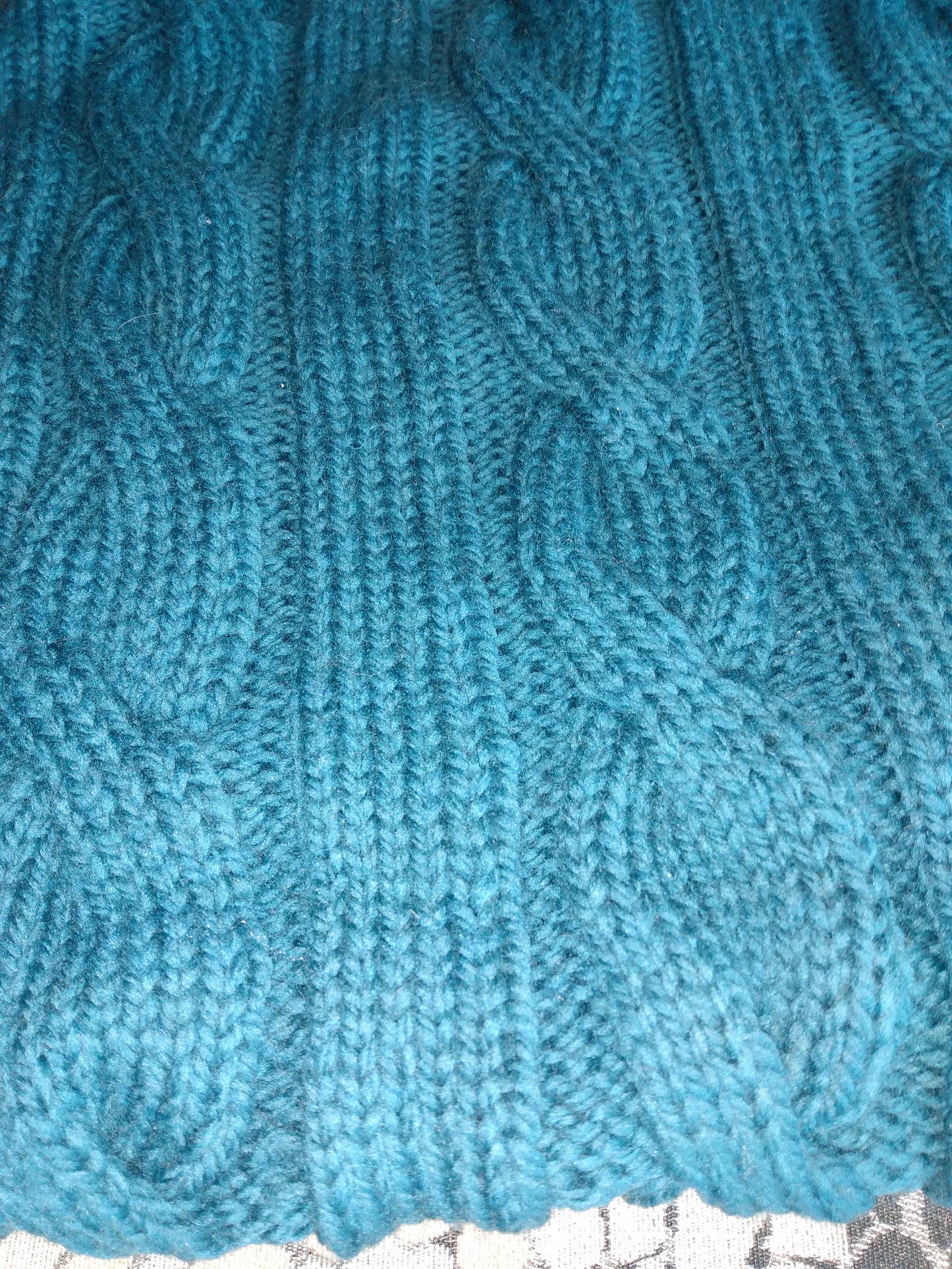 Blanket 100% Highland Wool Hand Knit Throw Teal