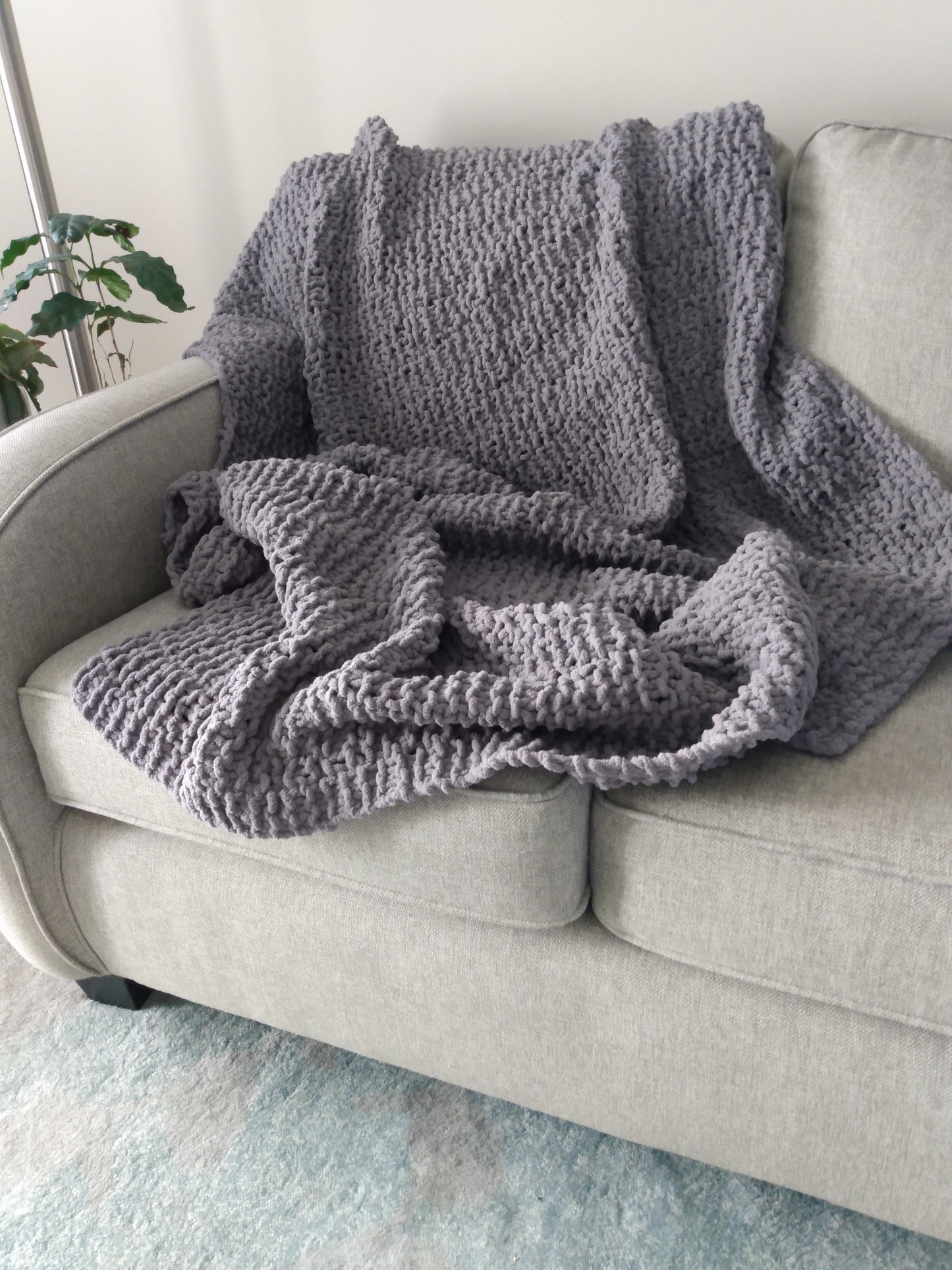 Blanket Grey Hand Knit Throw