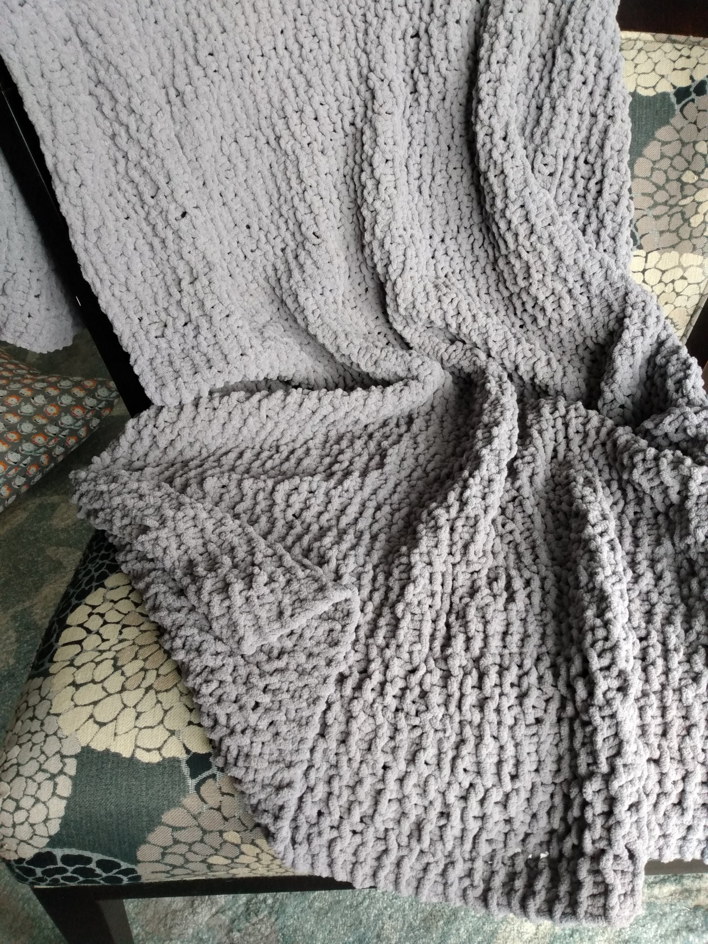 Blanket Grey Hand Knit Throw