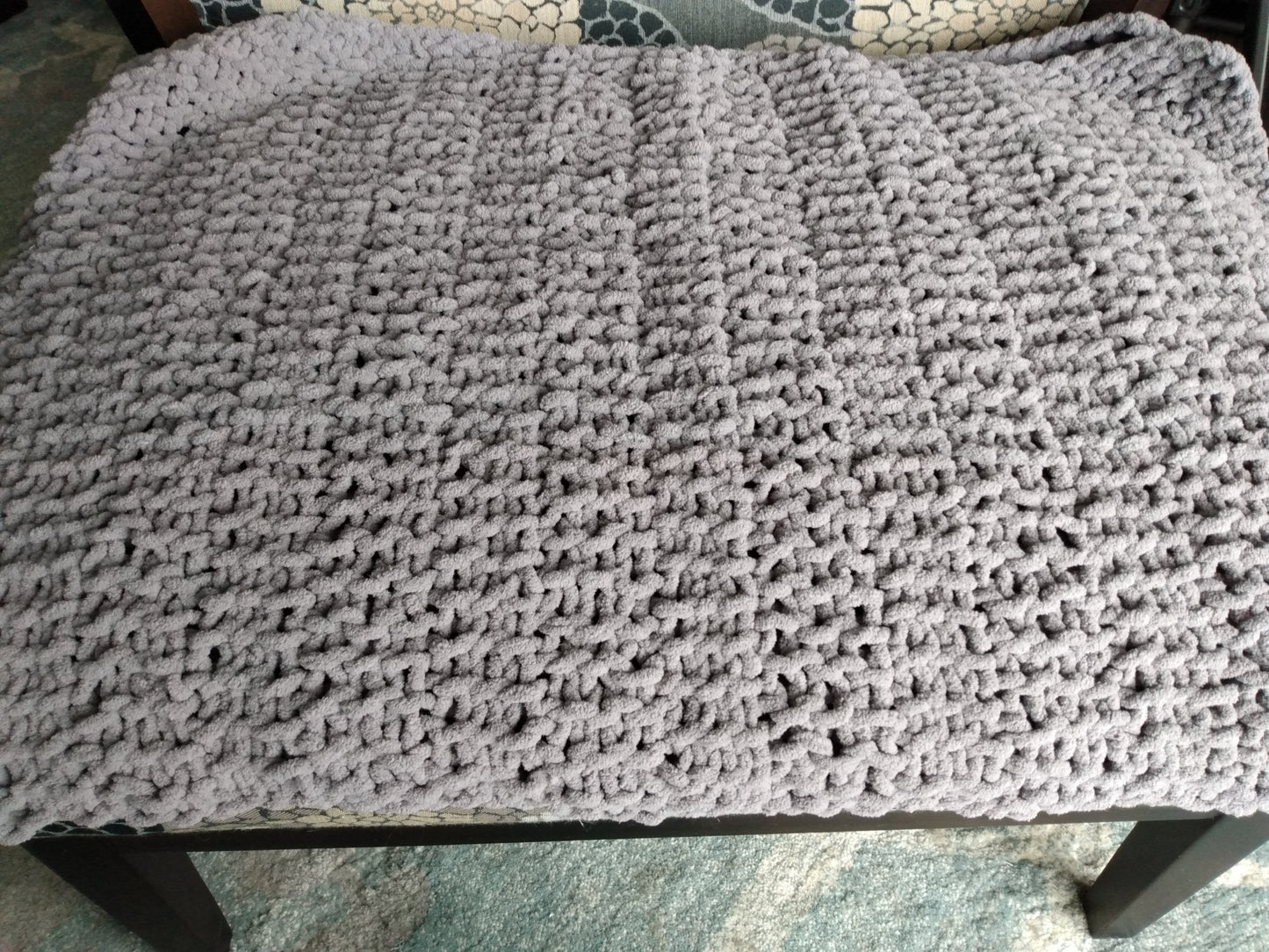 Blanket Grey Hand Knit Throw