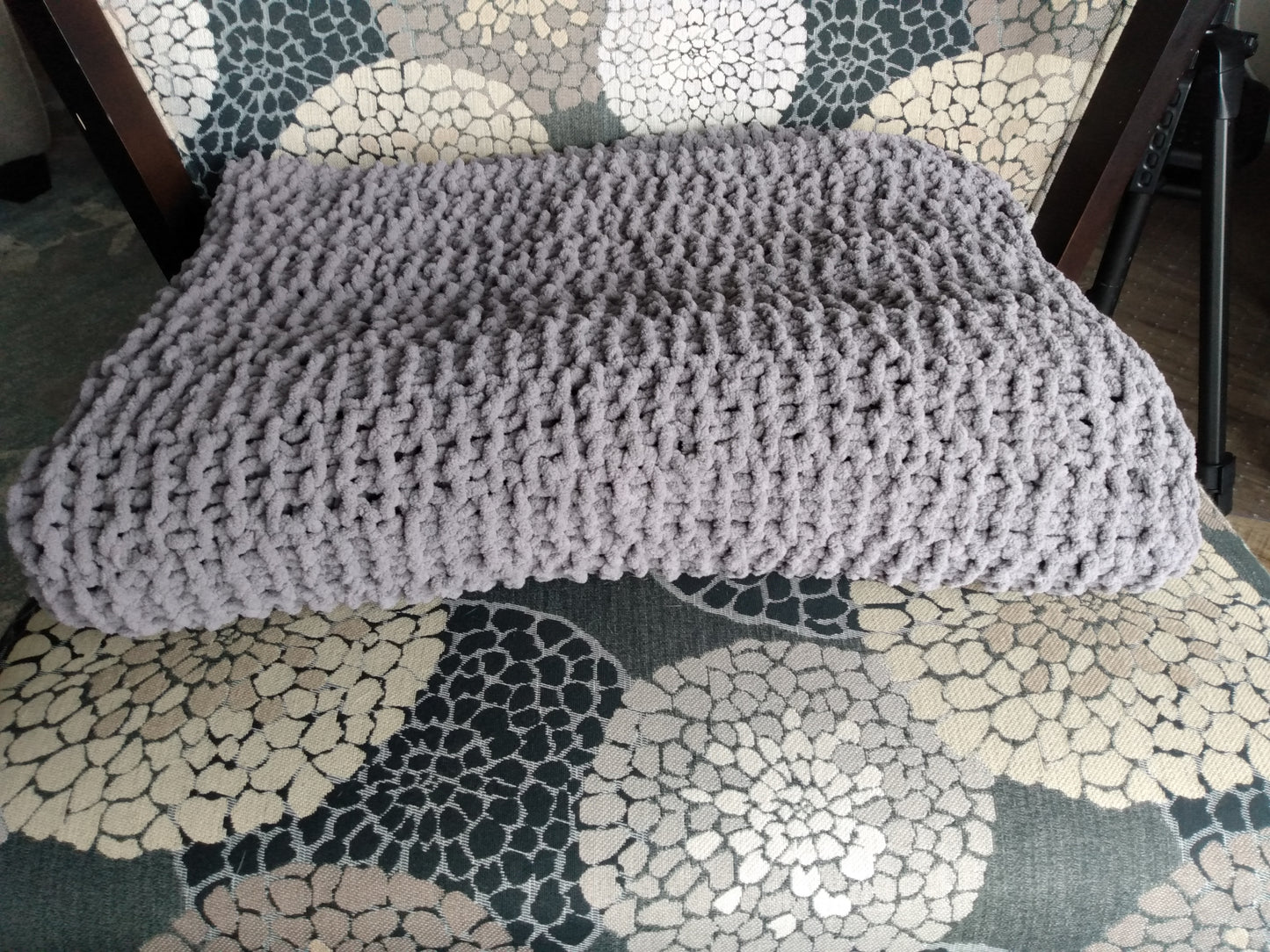 Blanket Grey Hand Knit Throw