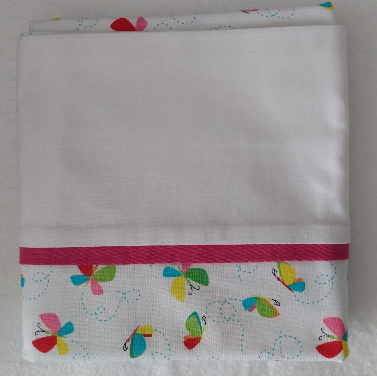 100% Cotton Pillowcase Butterflies White