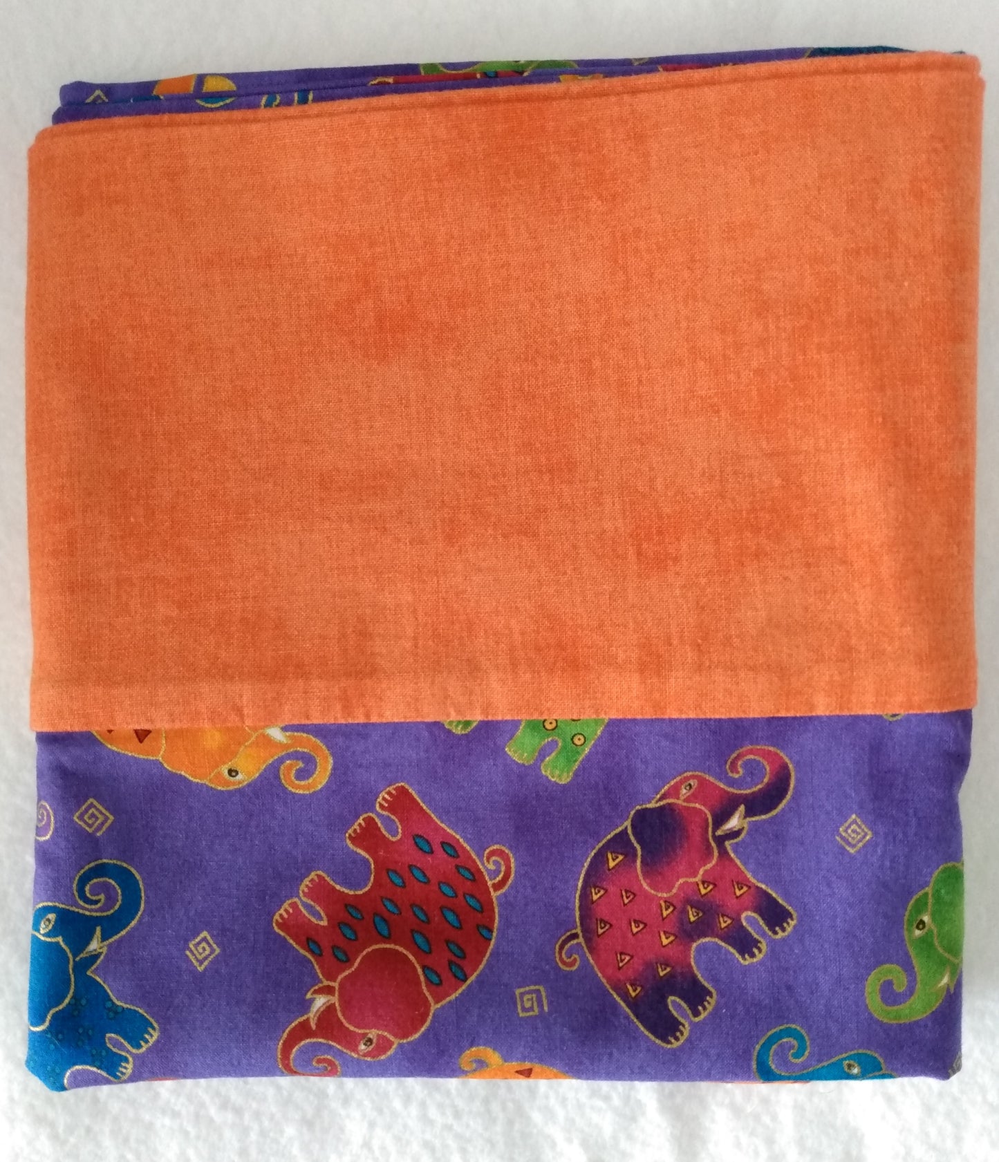 100% Cotton Pillowcase Elephants Purple Orange