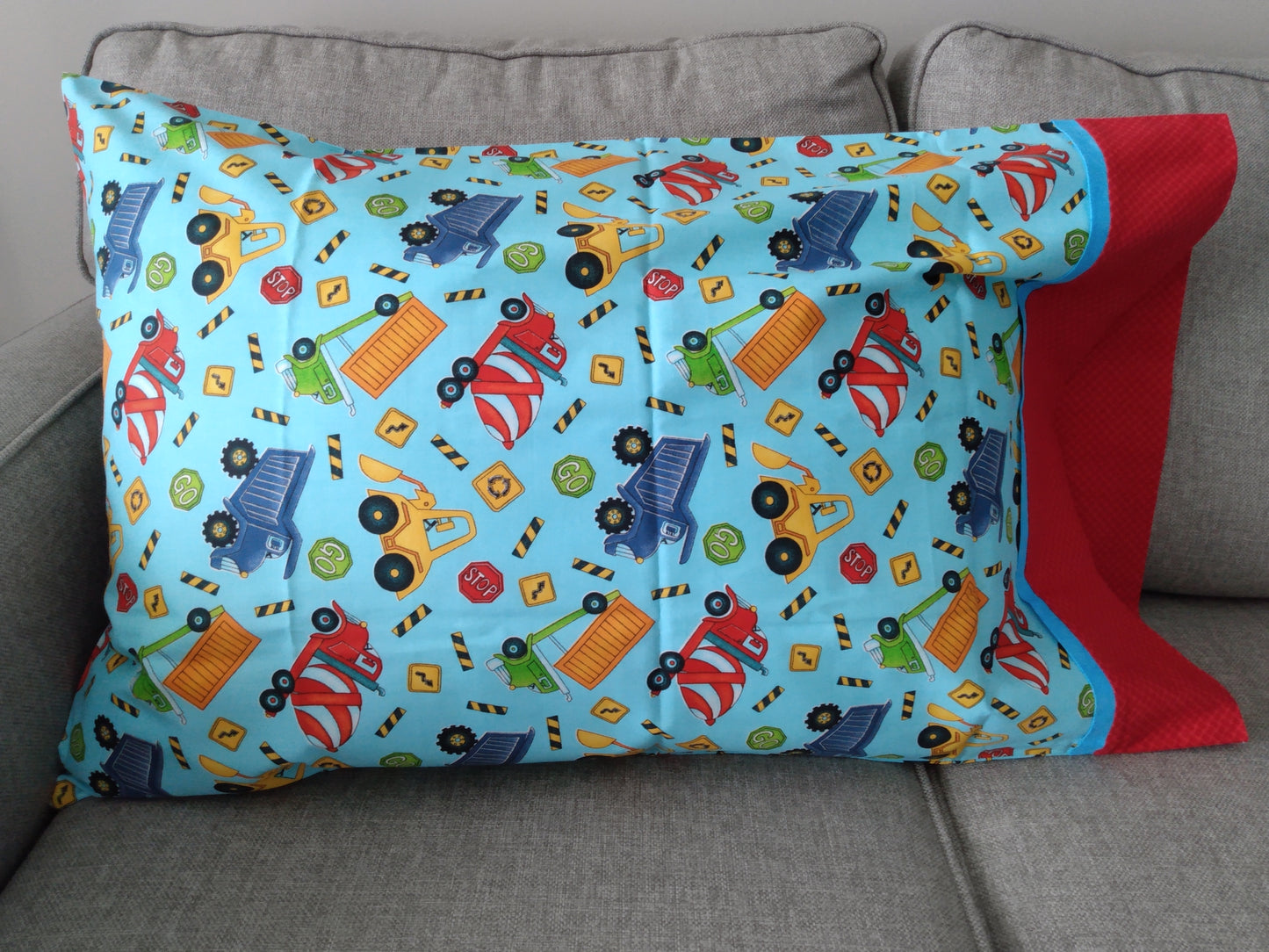 100% Cotton Pillowcase Red Construction