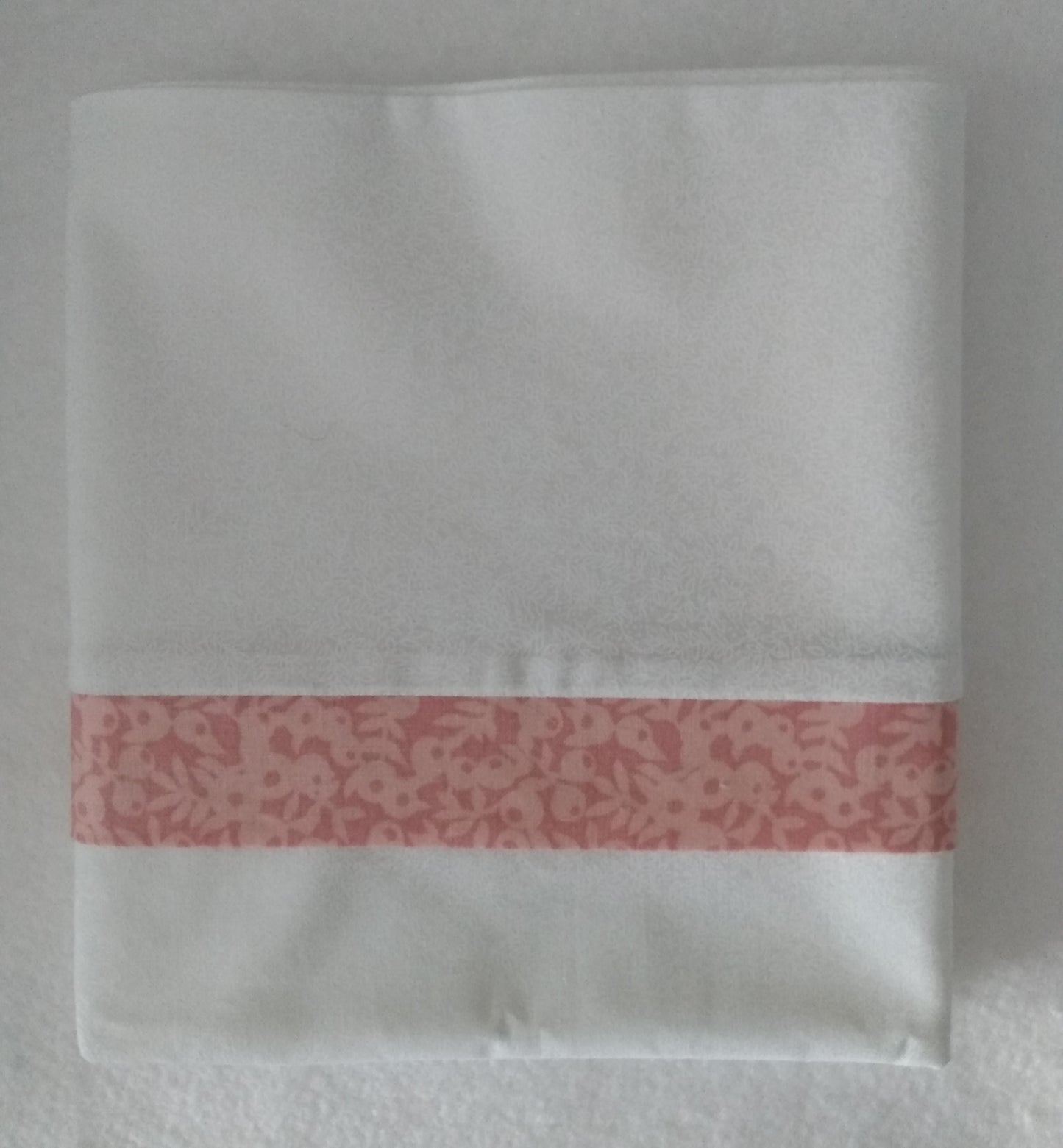 100% Cotton Pillowcase White Floral Dusty Rose