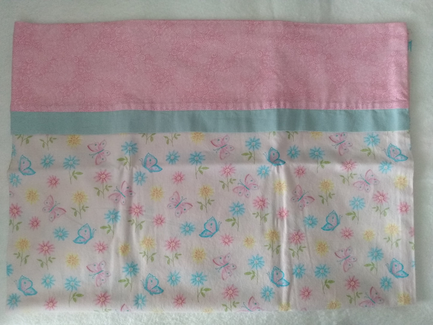 100% Cotton Pillowcase Butterflies Flowers Pink