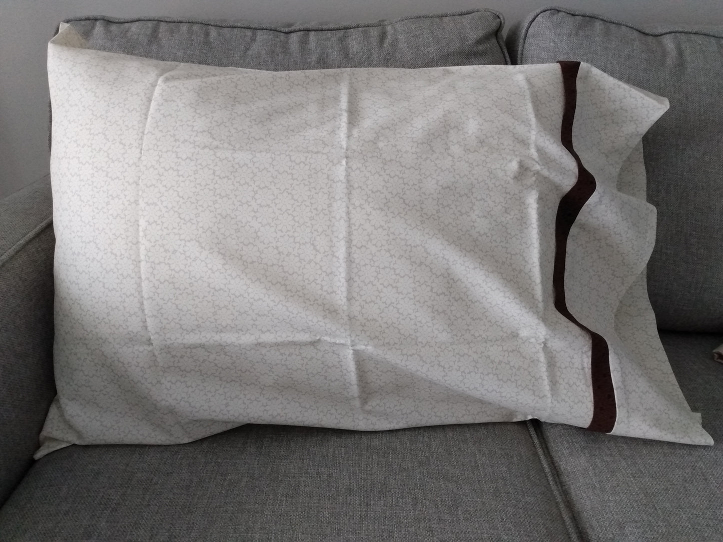 100% Cotton Pillowcase Cream Floral Brown