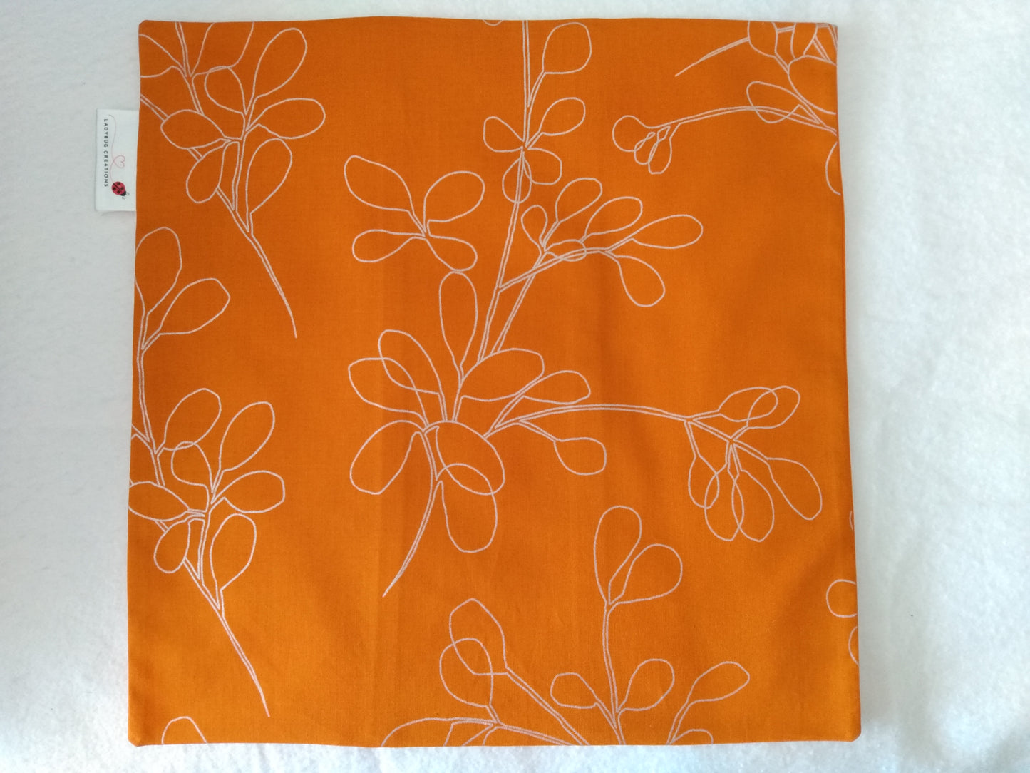 Cushion Cover Floral Orange Cotton