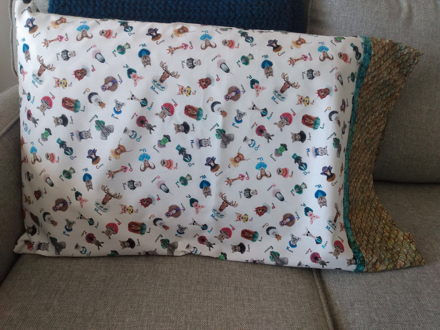 100% Cotton Pillowcase Animal Alphabet