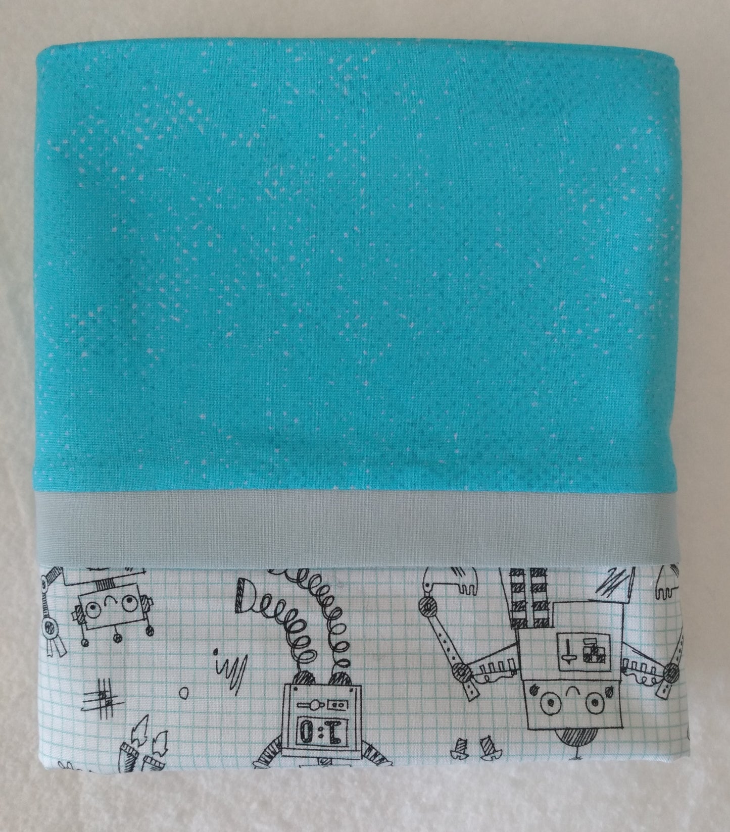 100% Cotton Pillowcase Robots BW Drawings