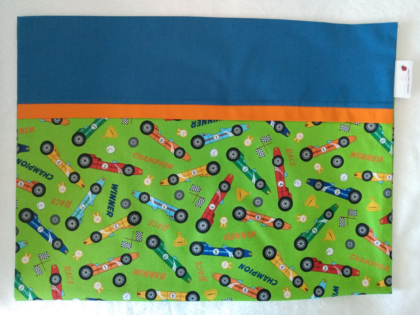 100% Cotton Pillowcase Bold Racing Green Blue Orange