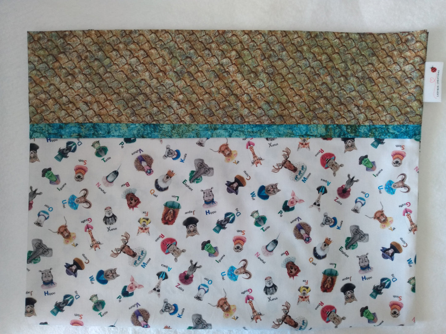 100% Cotton Pillowcase Animal Alphabet