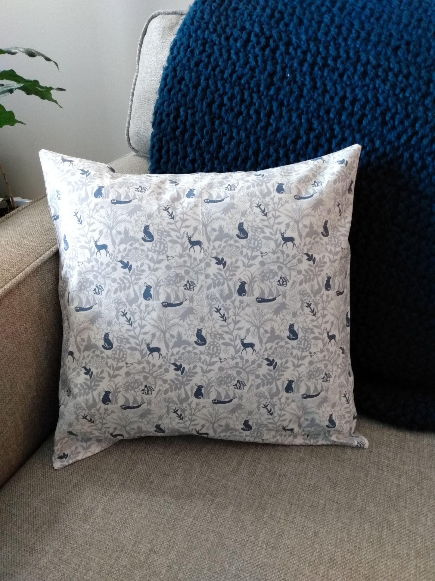 Cushion Cover Woodland Print Cotton