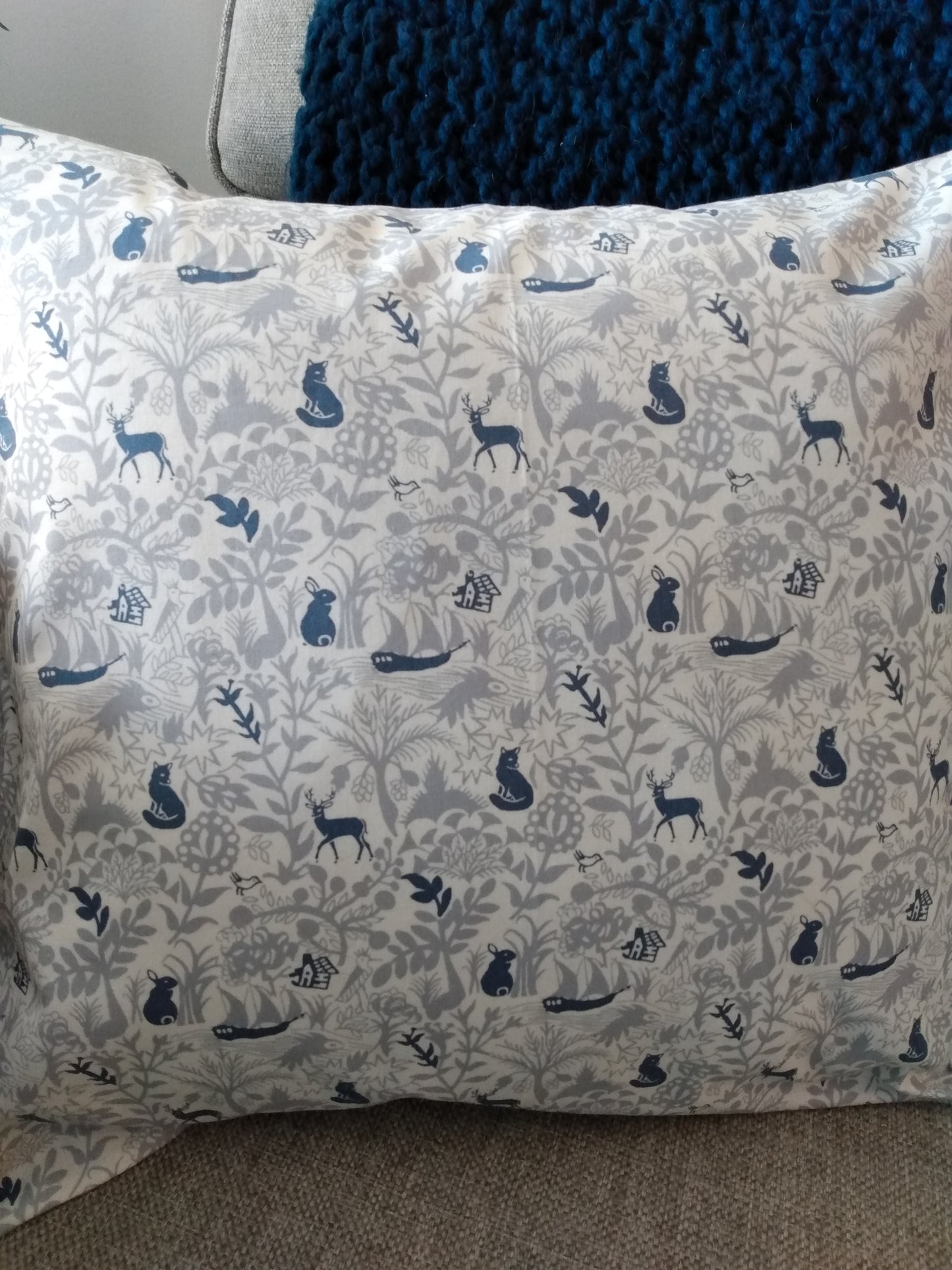 Cushion Cover Woodland Print Cotton