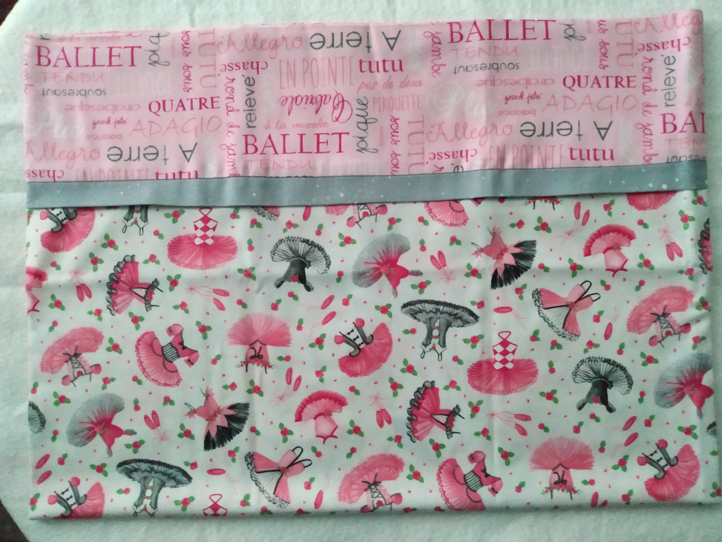 100% Cotton Pillowcase Ballet Tutus Grey Pink