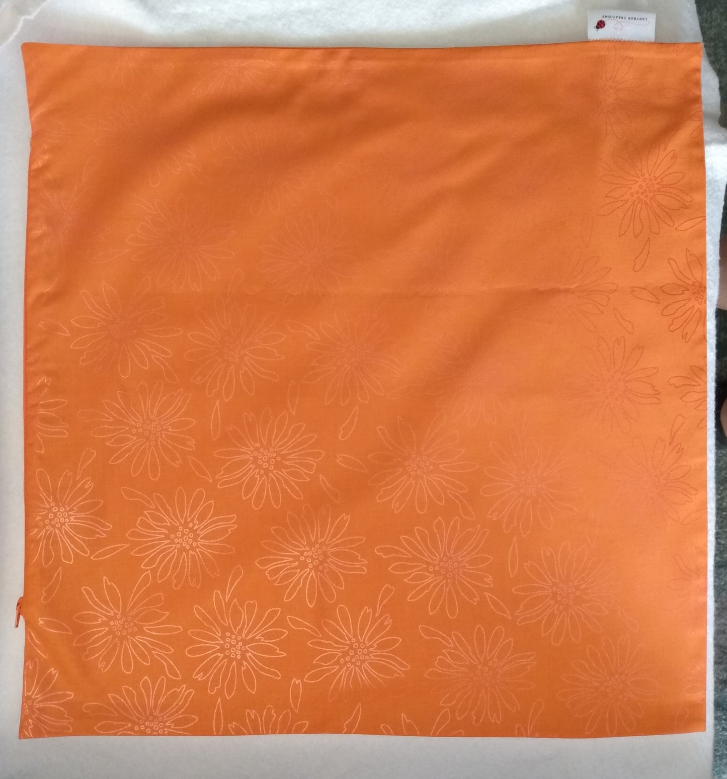 Cushion Cover Bold Orange Floral Cotton