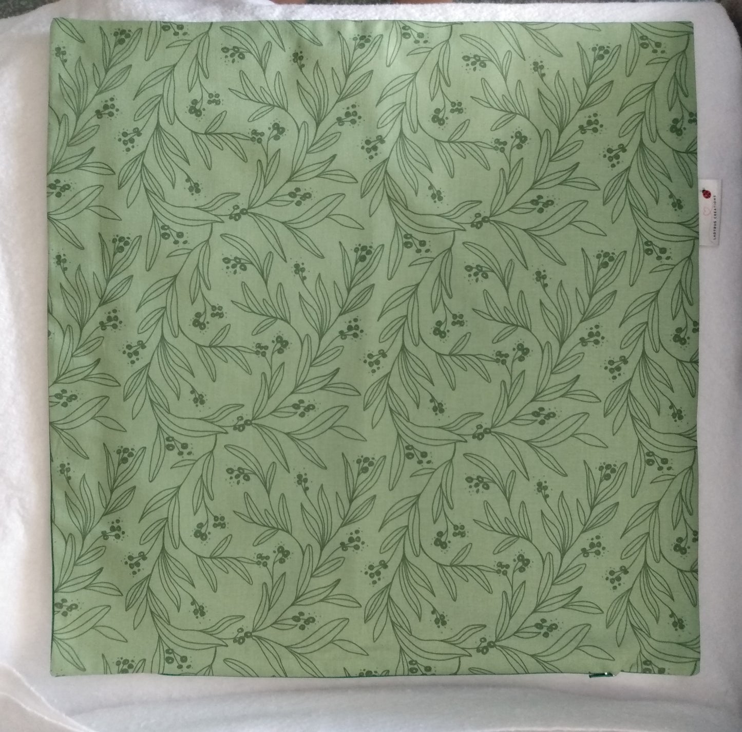 Cushion Cover Floral Green Cotton