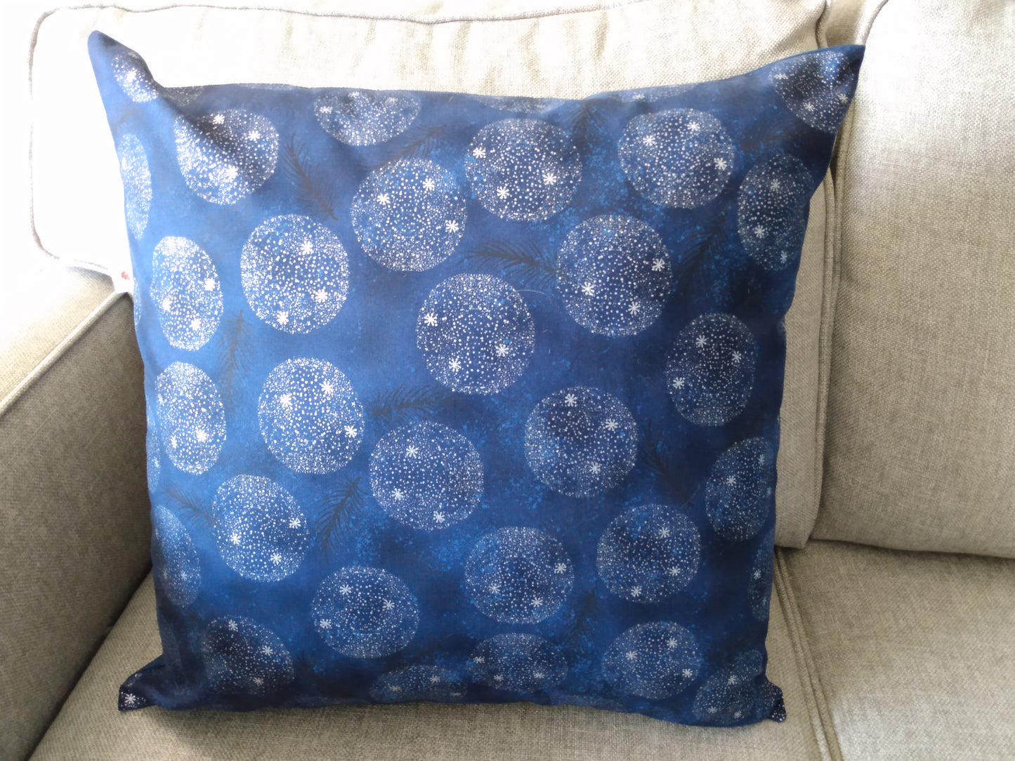 Cushion Cover Circular Firecracker Silver Navy Blue Cotton