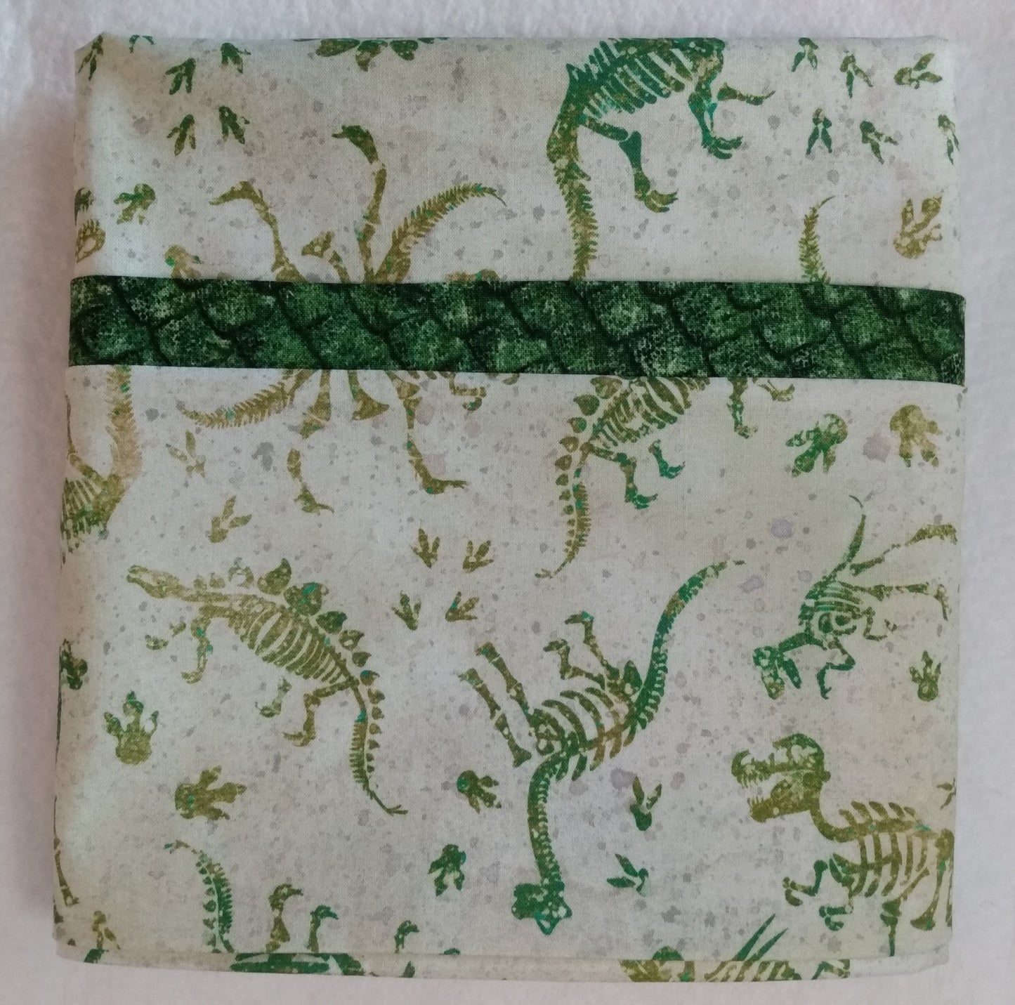 100% Cotton Pillowcase Dinosaur Skeletons Green