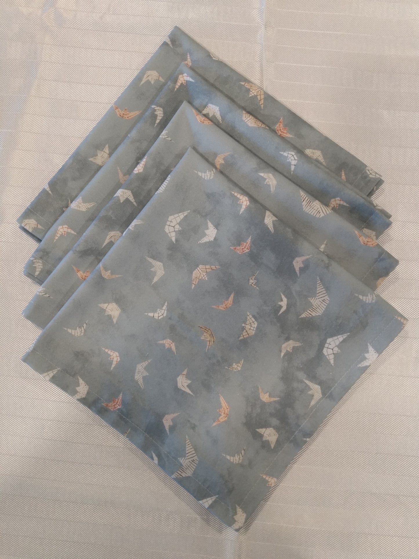 Napkins 100% Cotton Origami Boats Grey Dinner