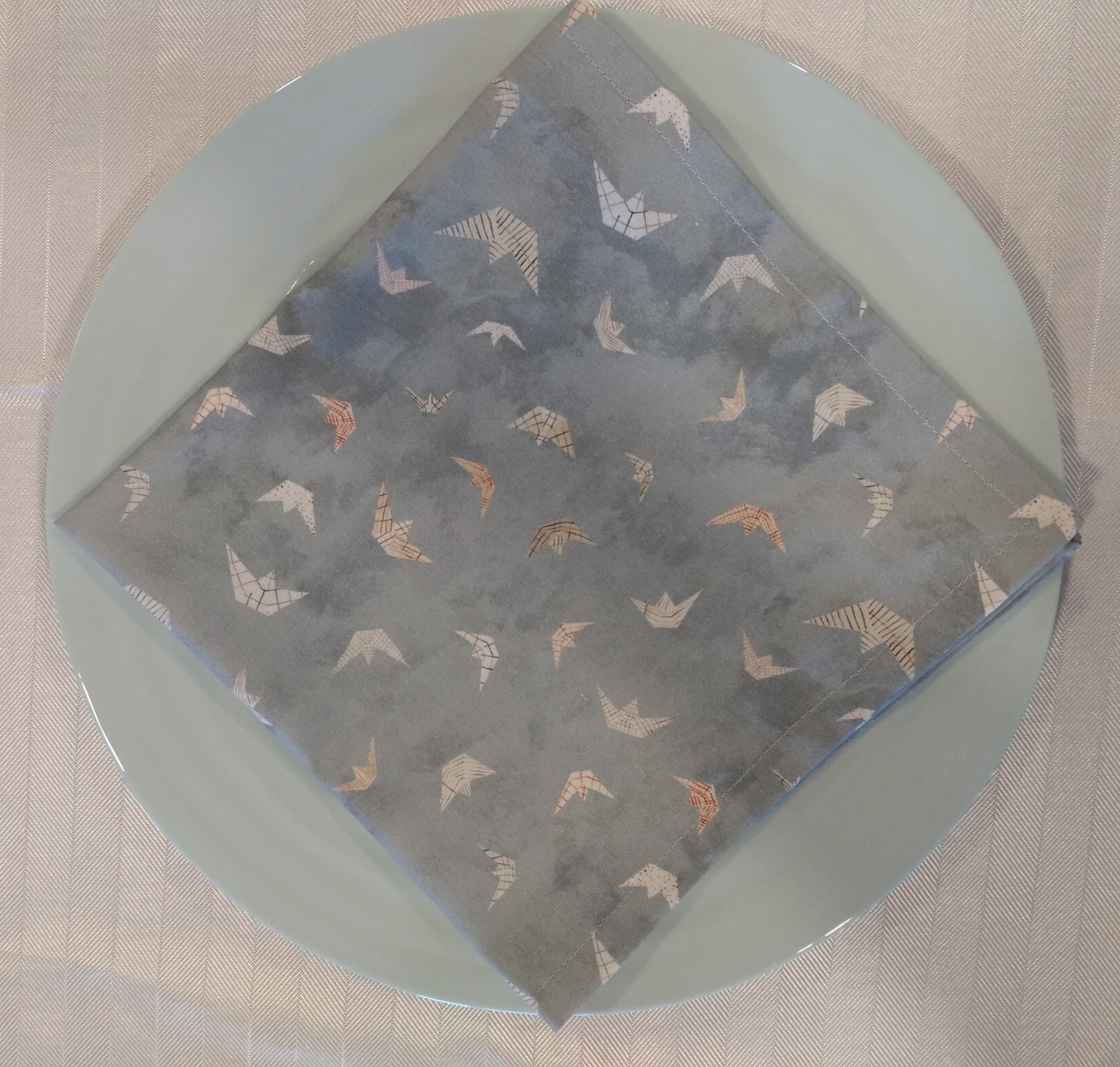 Napkins 100% Cotton Origami Boats Grey Dinner