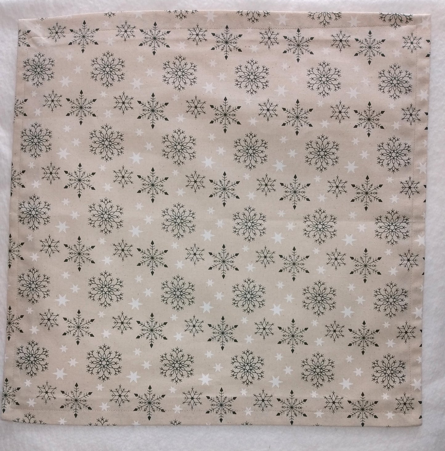 Napkins 100% Cotton Winter Snowflake White Green Beige