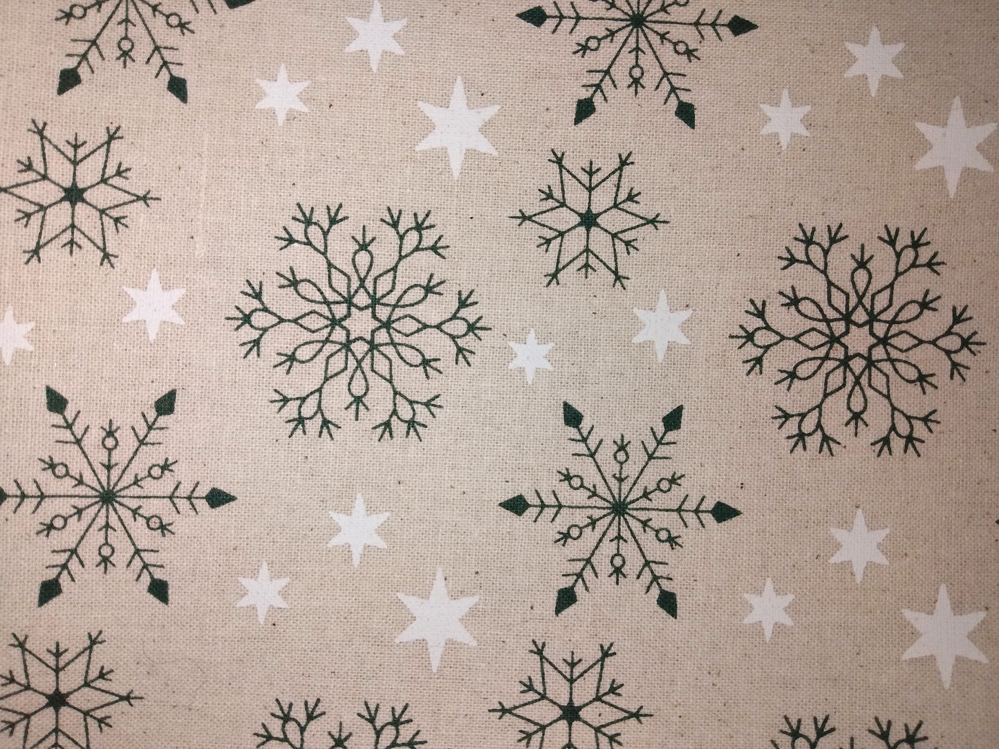 Napkins 100% Cotton Winter Snowflake White Green Beige