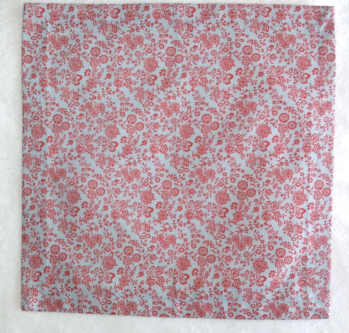 Napkins 100% Liberty Print Cotton Red Floral Light Blue 4 Lunch
