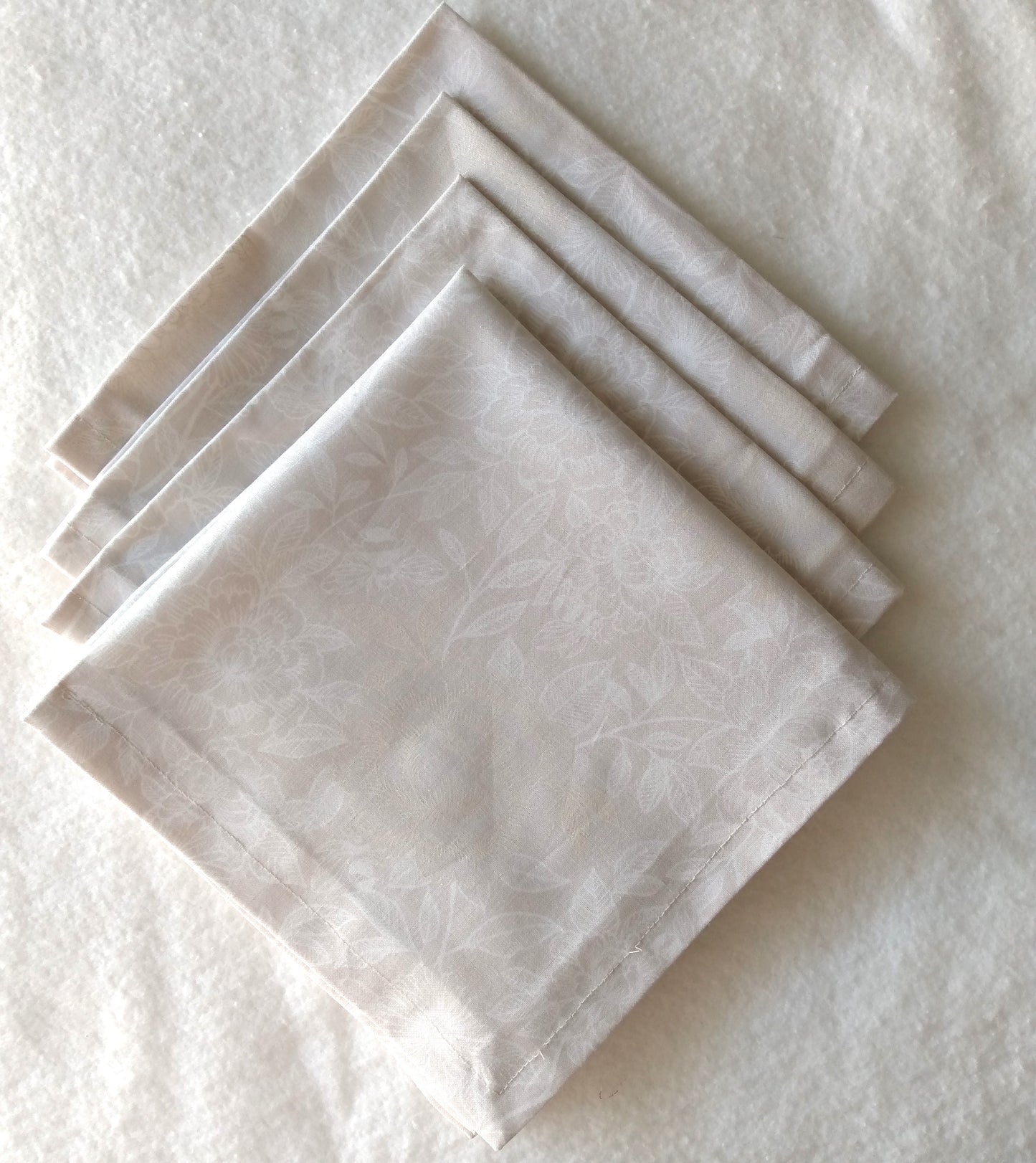 Napkins 100% Cotton Cream Floral Beige