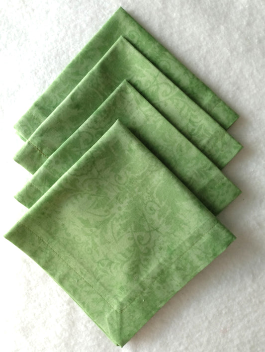 Napkins 100% Cotton Green Floral Green Background