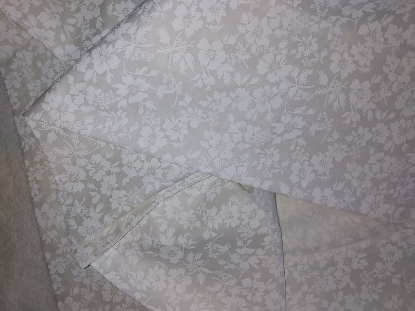 100% Cotton Pillowcase White Floral White on White