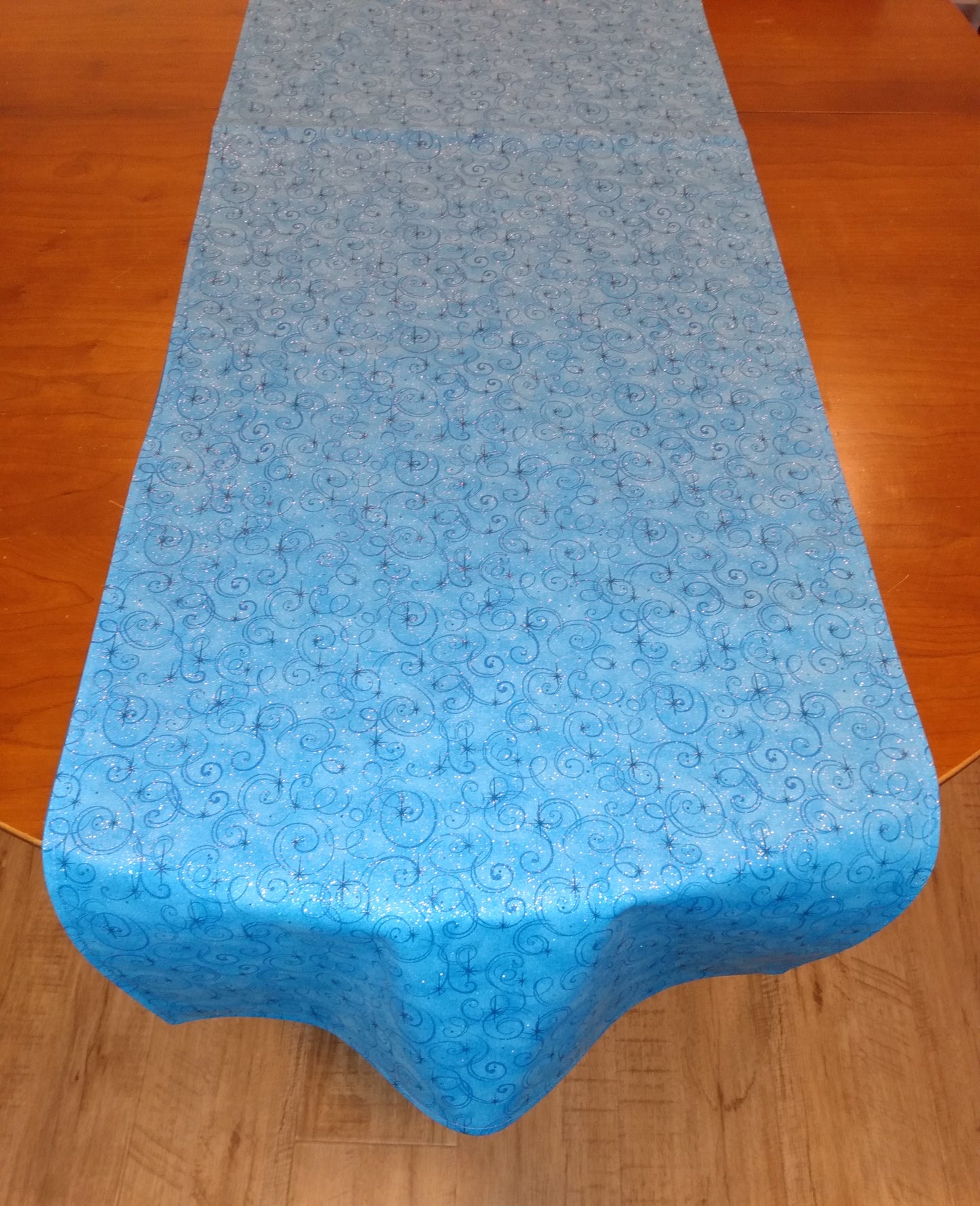 Table Runner 100% Cotton Blue Sparkly