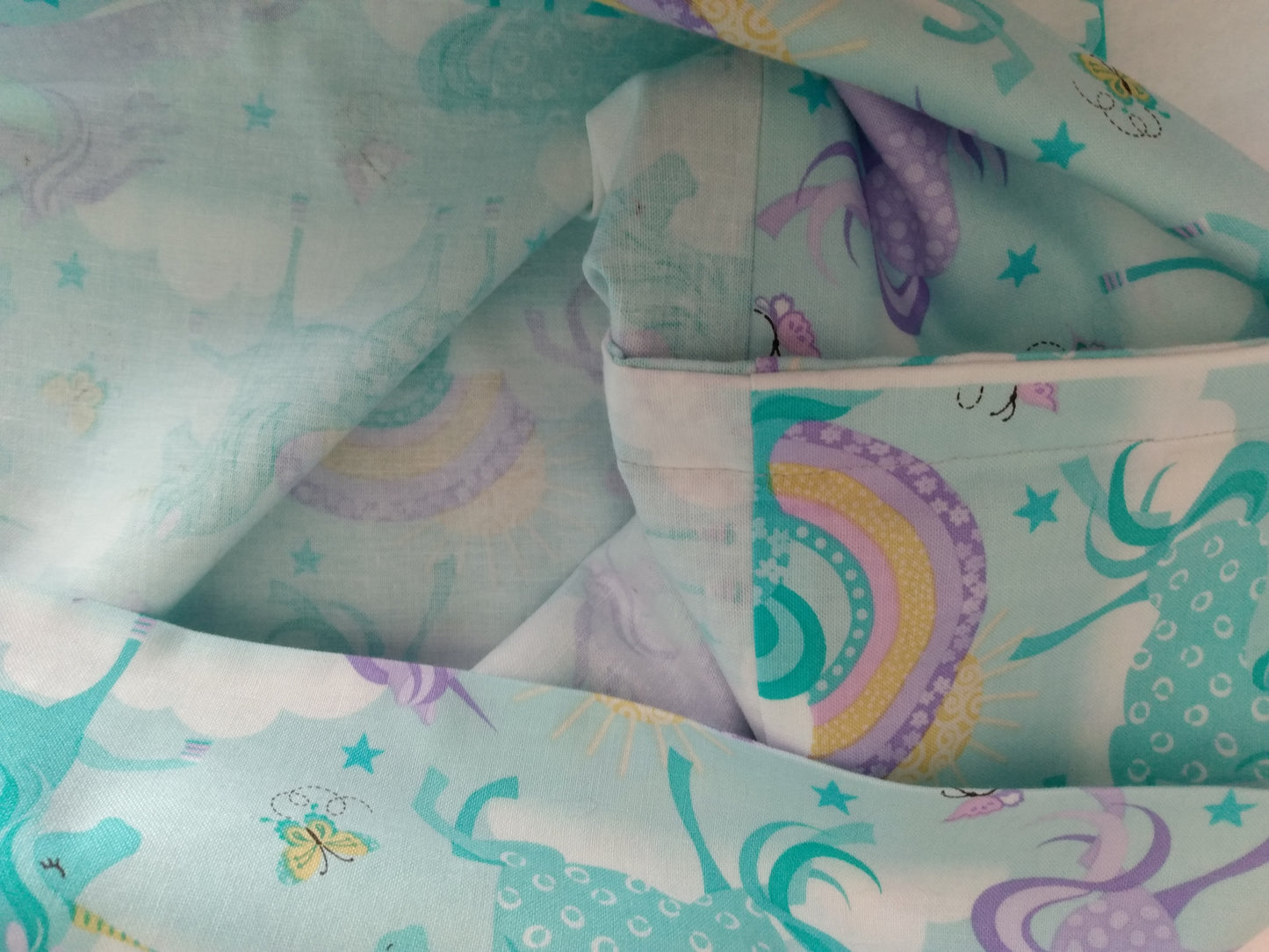 100% Cotton Pillowcase Unicorns Purple Aqua Rainbows