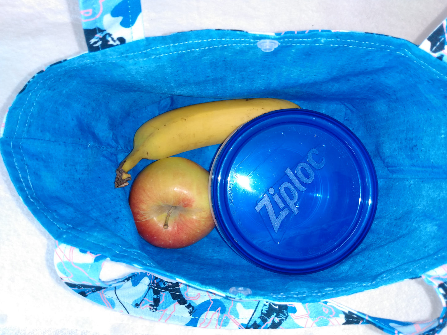 Lunch Bag Cotton Blue Camouflage and Hockey Player