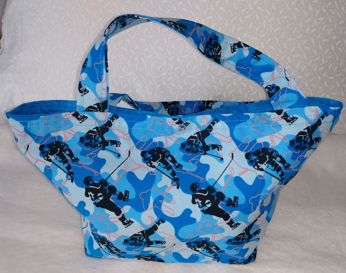 Lunch Bag Cotton Blue Camouflage and Hockey Player