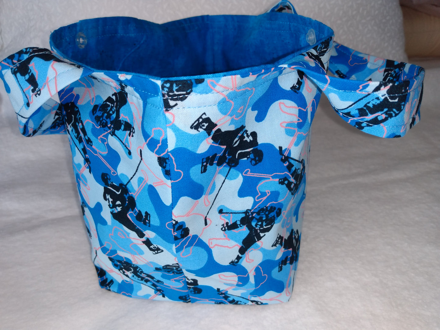 Lunch Bag Cotton Blue Camouflage and Hockey Player