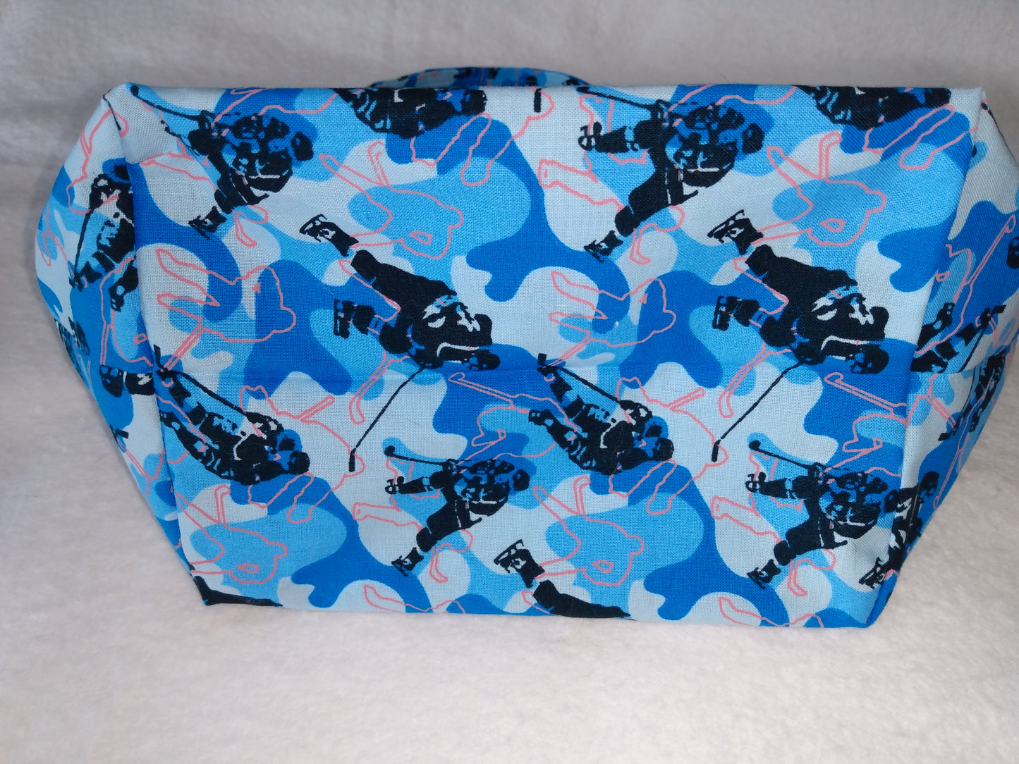 Lunch Bag Cotton Blue Camouflage and Hockey Player