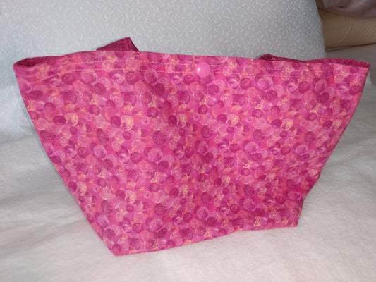 Lunch Bag Pink Bubbles Cotton