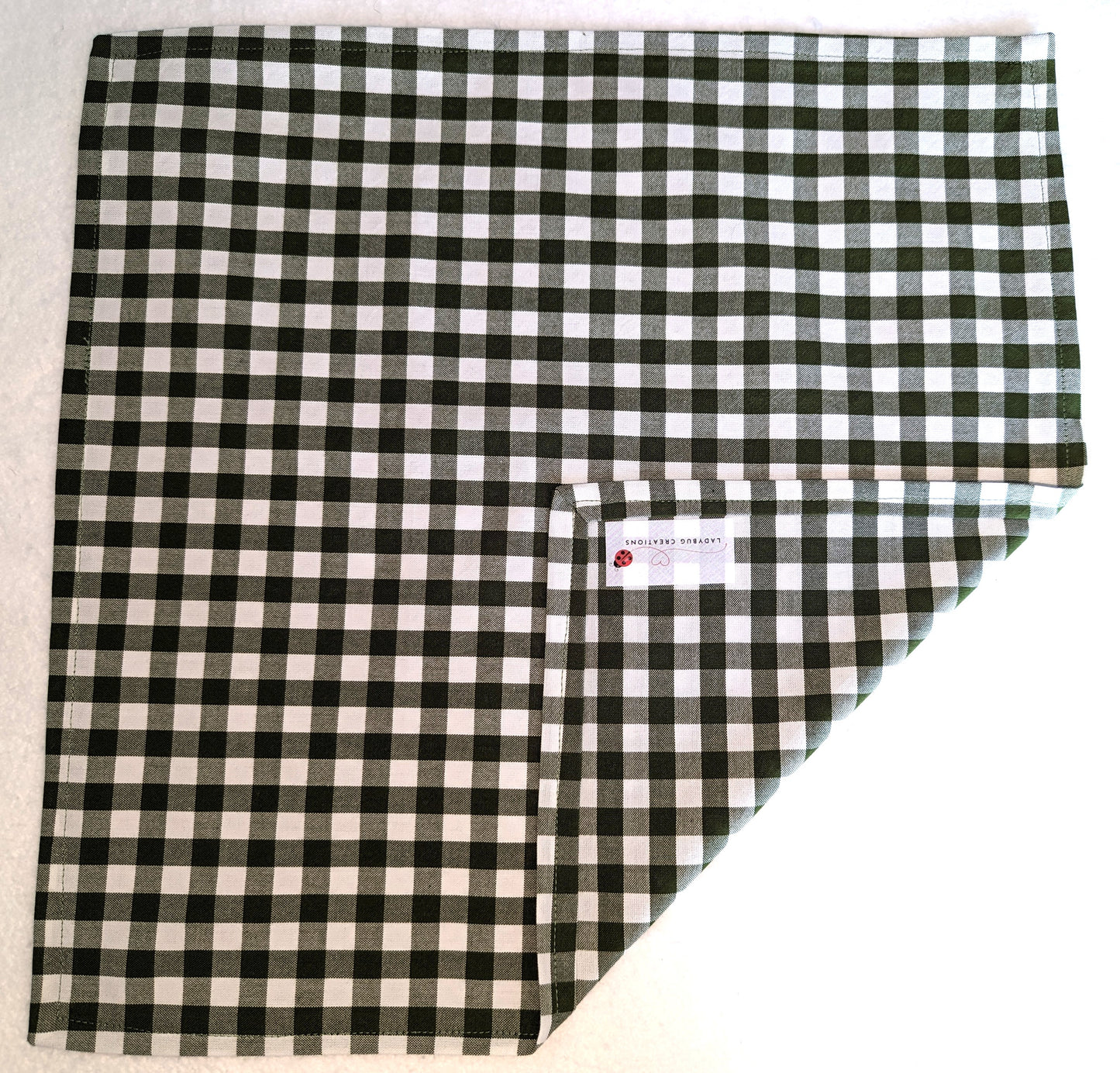 Napkins 100% Cotton Green White Gingham 2