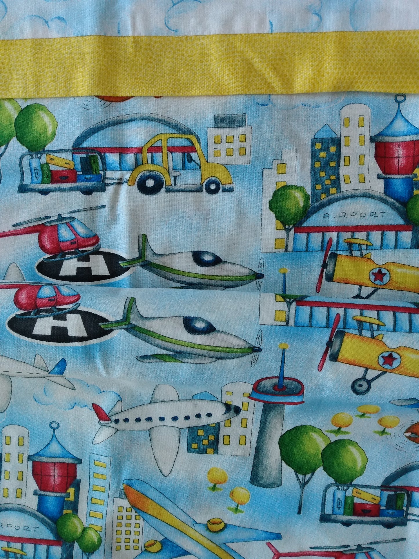 100% Cotton Pillowcase Light Blue Planes