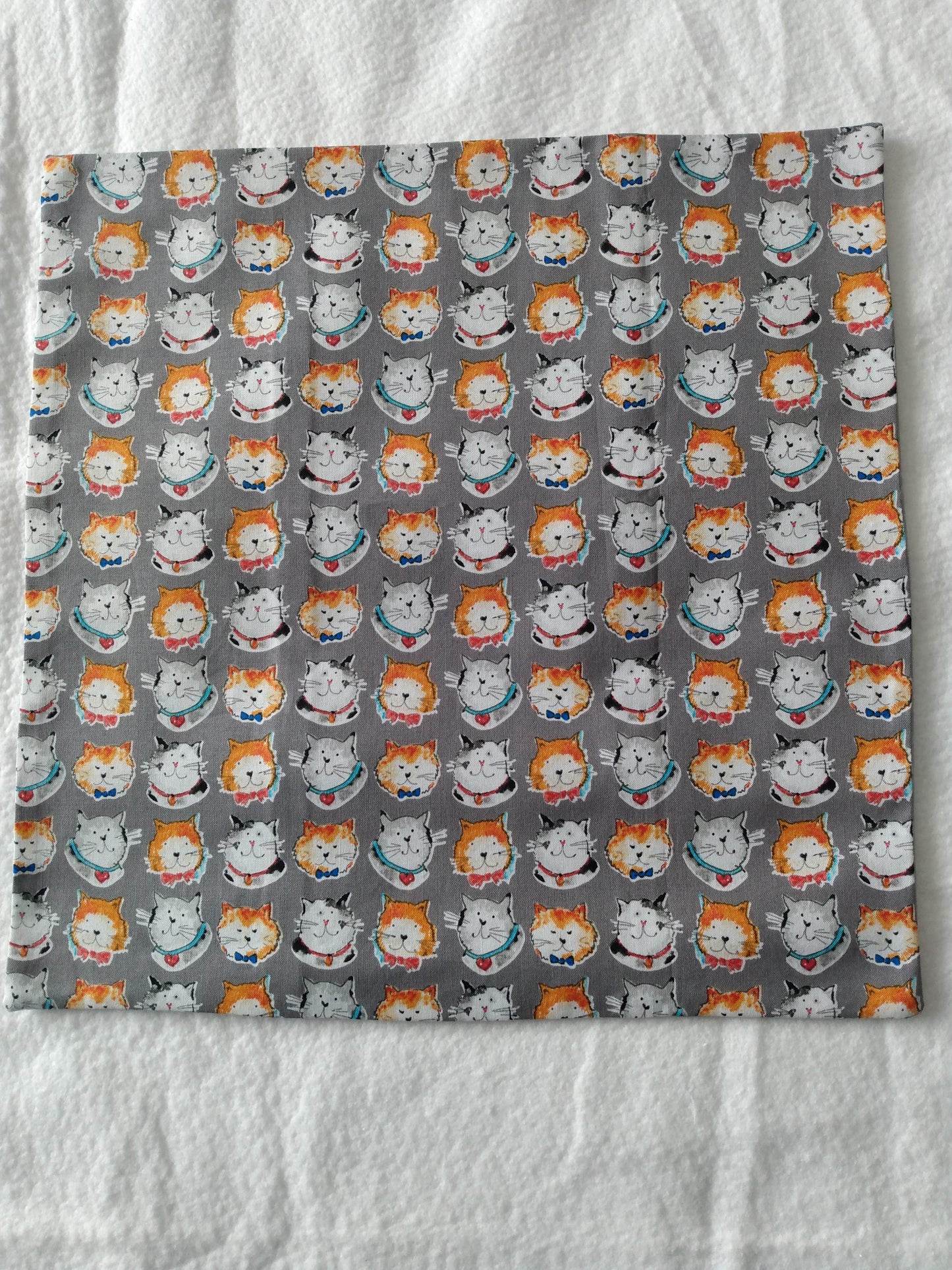 Cushion Cover Cat Faces Grey Cotton