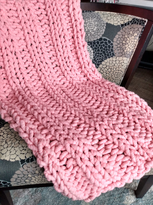 Blanket 100% Merino Wool Pink Throw