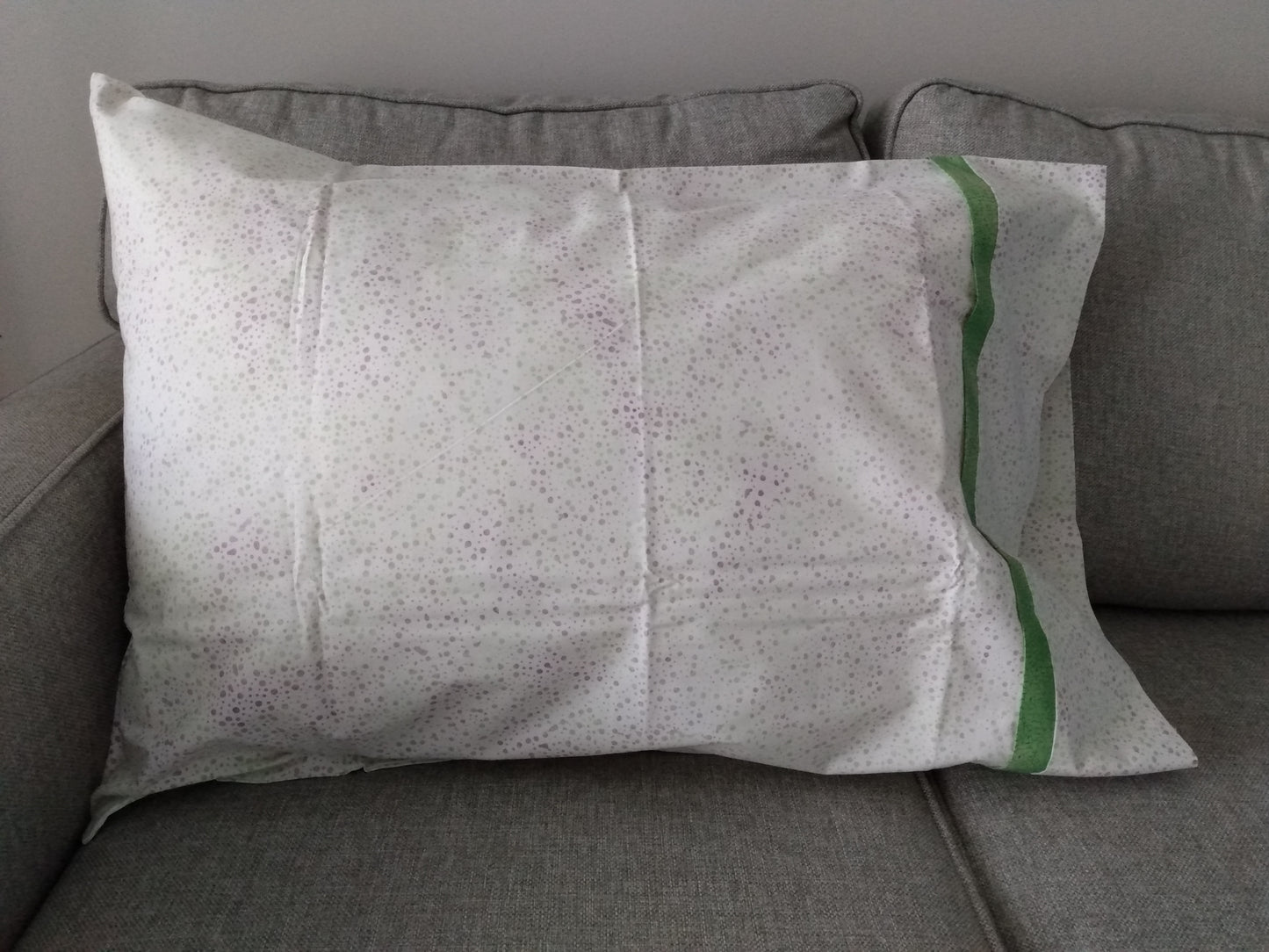 100% Cotton Pillowcase Green Purple Dots Batik