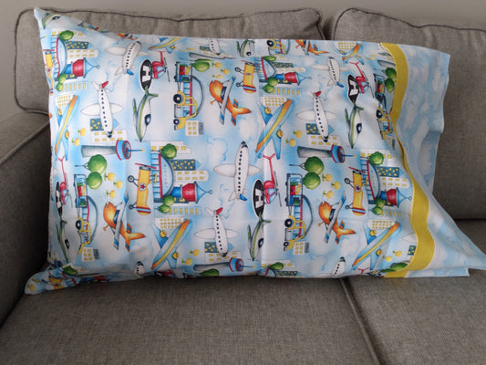 100% Cotton Pillowcase Light Blue Planes